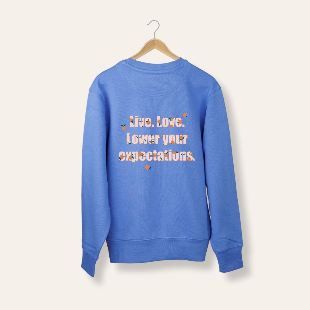 Pullover - "Live. Love. Lower your expectations" königsblau