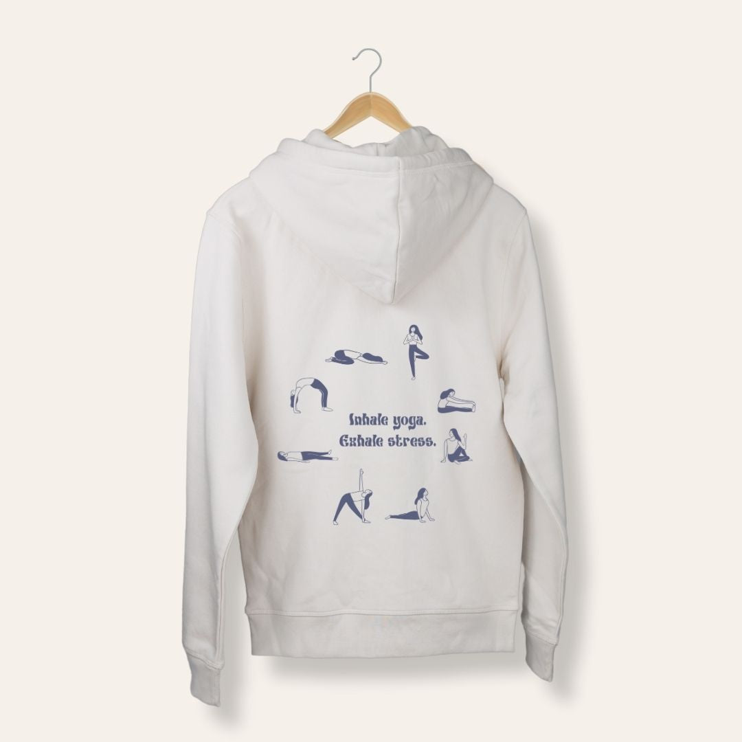 Hoodie - "Inhale / Exhale" vintage white