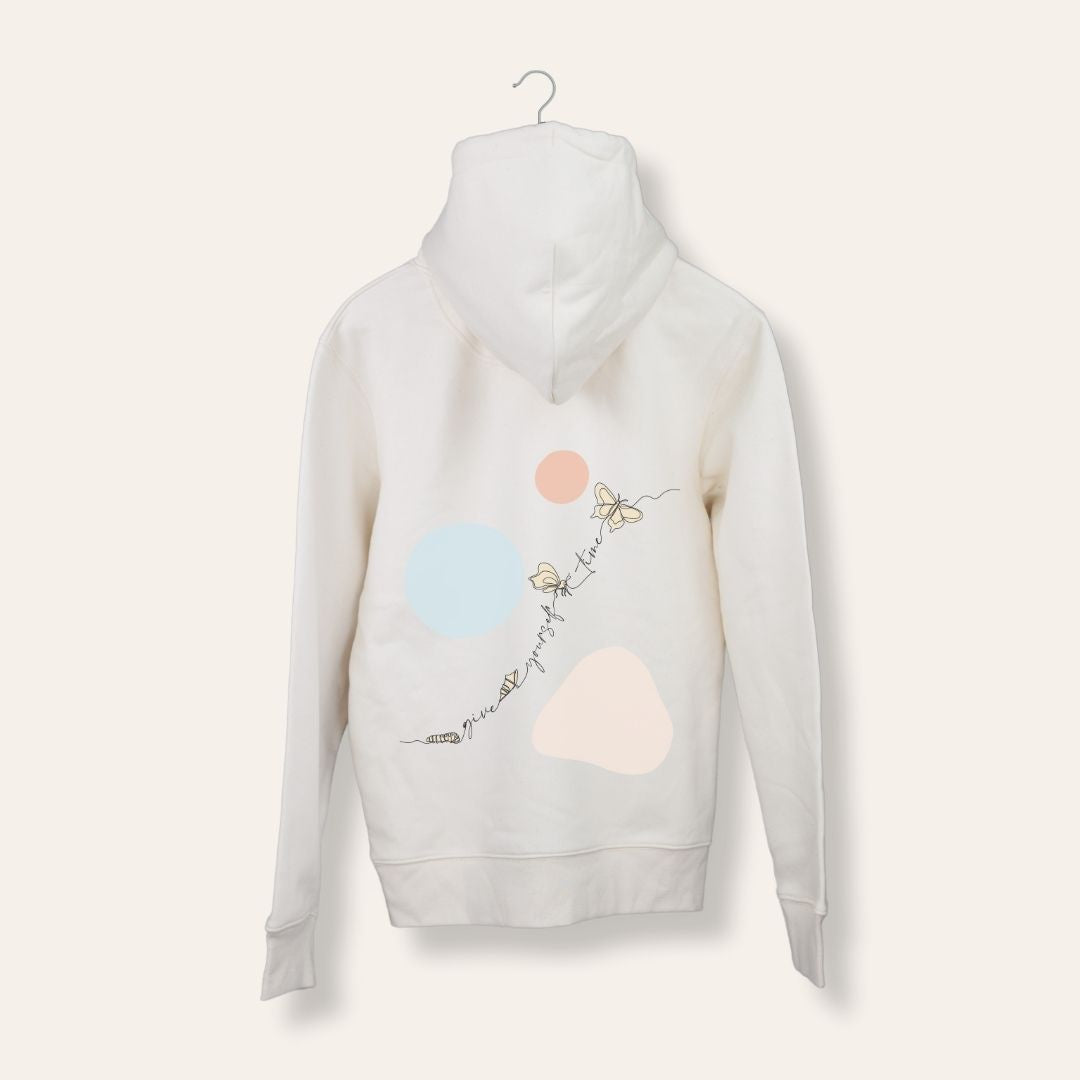 Hoodie - "Give yourself time“ beige meliert