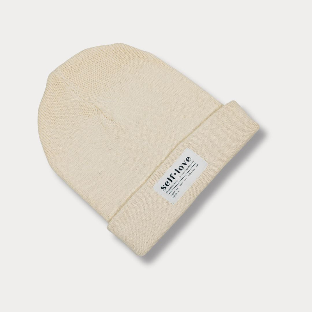 Mütze "self love" in Creme (Beanie)
