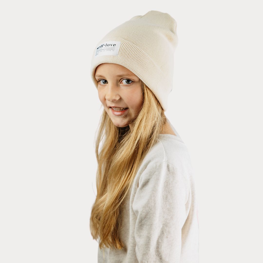 Mütze "self love" in Creme (Beanie)