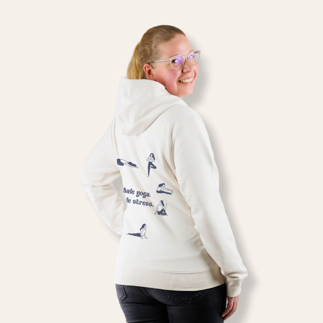 Hoodie - "Inhale / Exhale" vintage white